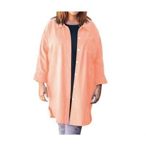 NEW ON THE PLUS SIDE cotton collar long sleeve kendall shirt - plus in papaya pu